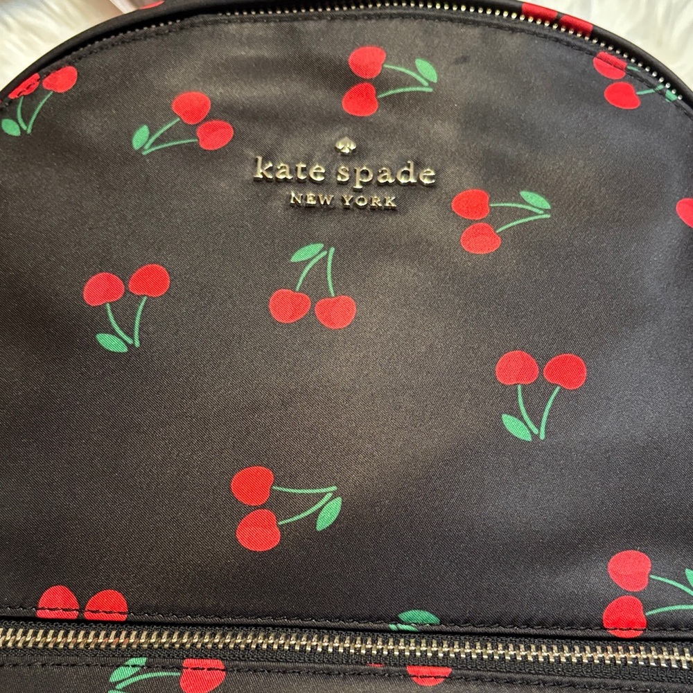 Kate Spade Black Backpack with Red Cherry Design